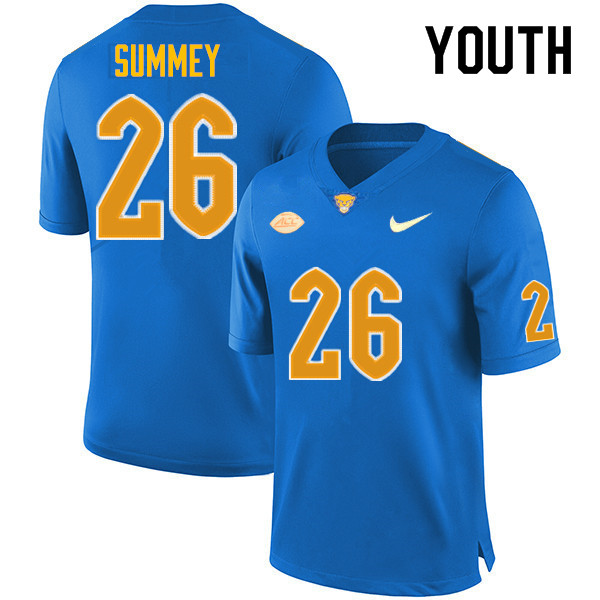 Youth #26 Anthony Summey Pitt Panthers College Football Jerseys Sale-Royal